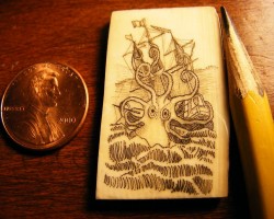 Kraken scrimshaw - Just a little clean up and it's complete!
