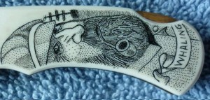 Rich Simmons scrimshaw of a whaleman