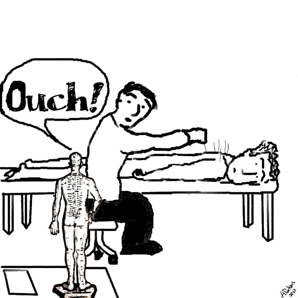Accupuncture = inverse of voodoo cartoon