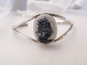 Scrimshaw "Allen" on bracelet. Artist unknown