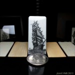 Jason R. Webb scrimshaw artist - Ship #6 on antique ivory photo #8 20130214_123414