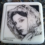 Scrimshaw Portrait on corian of a woman