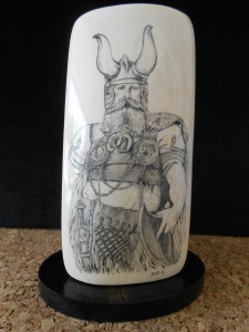 Viking Warrior Display Piece by Belle Ochs on wood stand