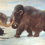 Mammoths walking on the tundra