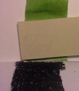 Stippled buffalo on paper micarta.