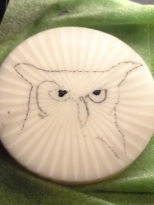 Owl on casein in progress