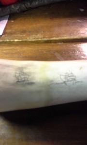 Two ships hastily scribed onto the cattle horn