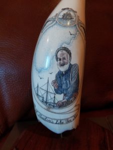 "A Sailor's Life for Me" scrimshaw on whale's tooth