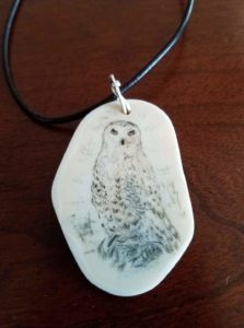 Snowy Owl by Cathy Grandalski on free form cabochon