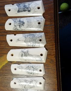 Pistol handles by Cathy Grandalski