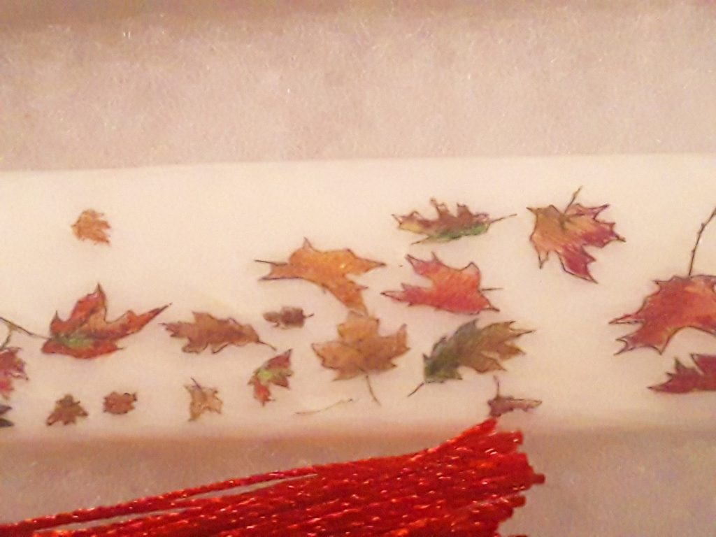 Close up Autumn leaves scrimshaw by Andrew Perkins