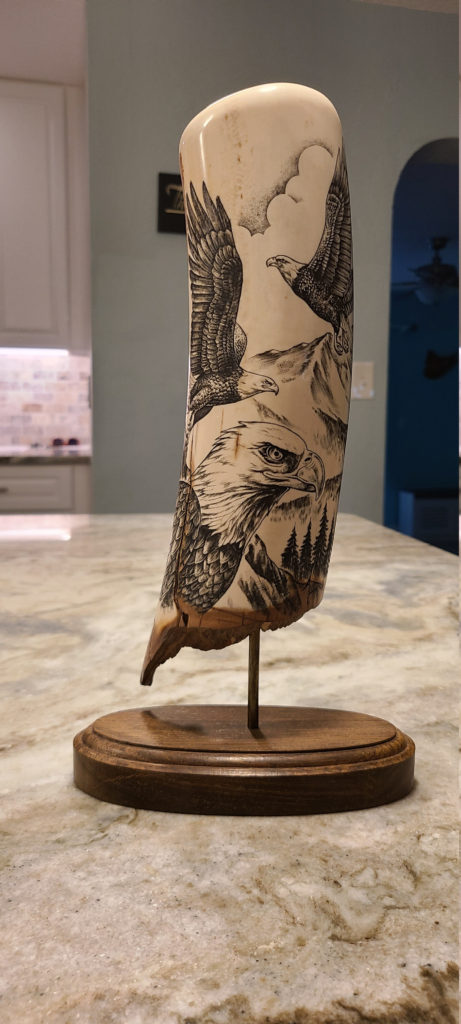 Eagle Scrimshaw by Andhi on mammoth ivory